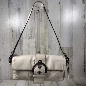 Coach Soho Flap Shoulder Bag White & Brown Leather Style 8A05 | Y2K